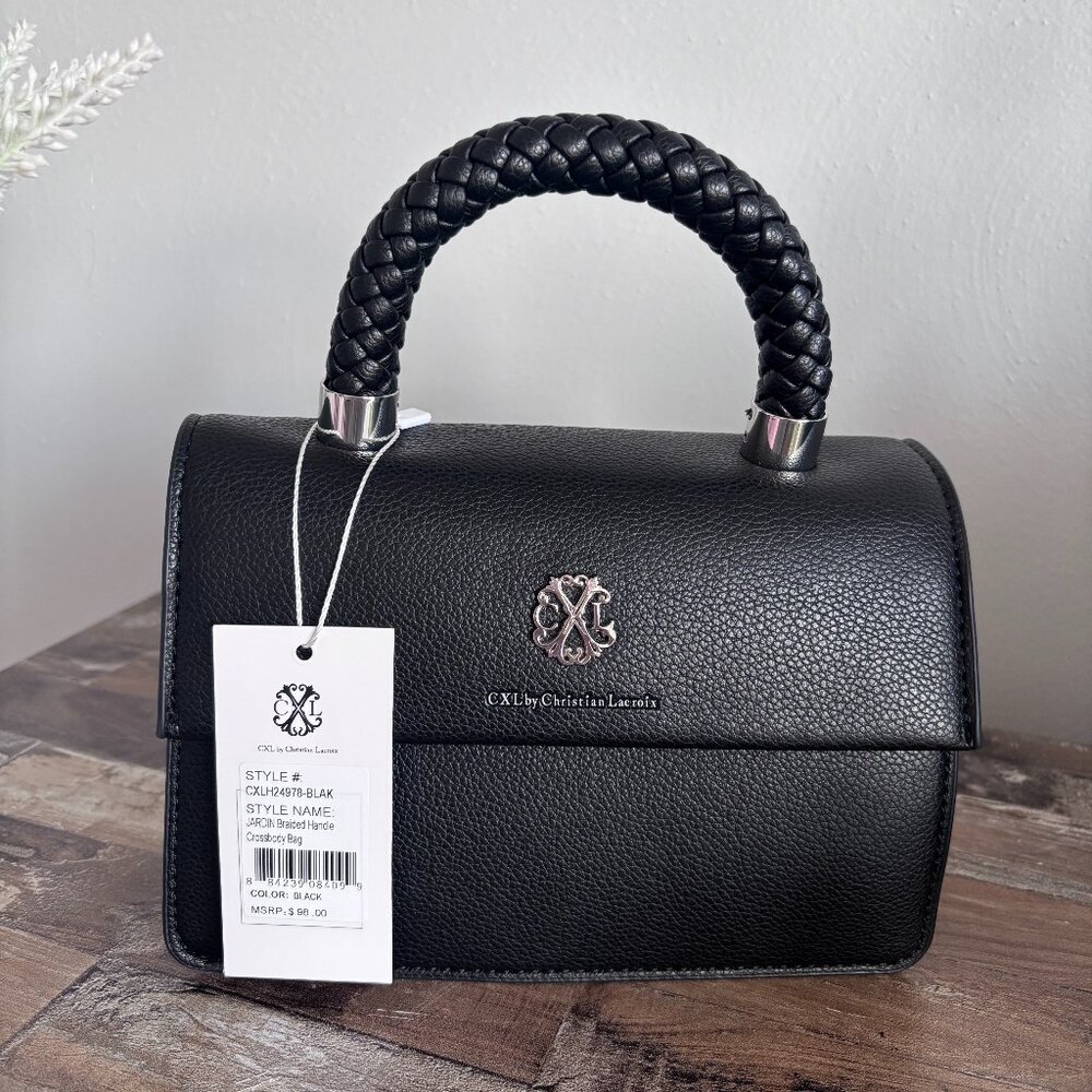 NWT CXL by Christian Lacroix Jardin Braided Handle Crossbody Bag Black